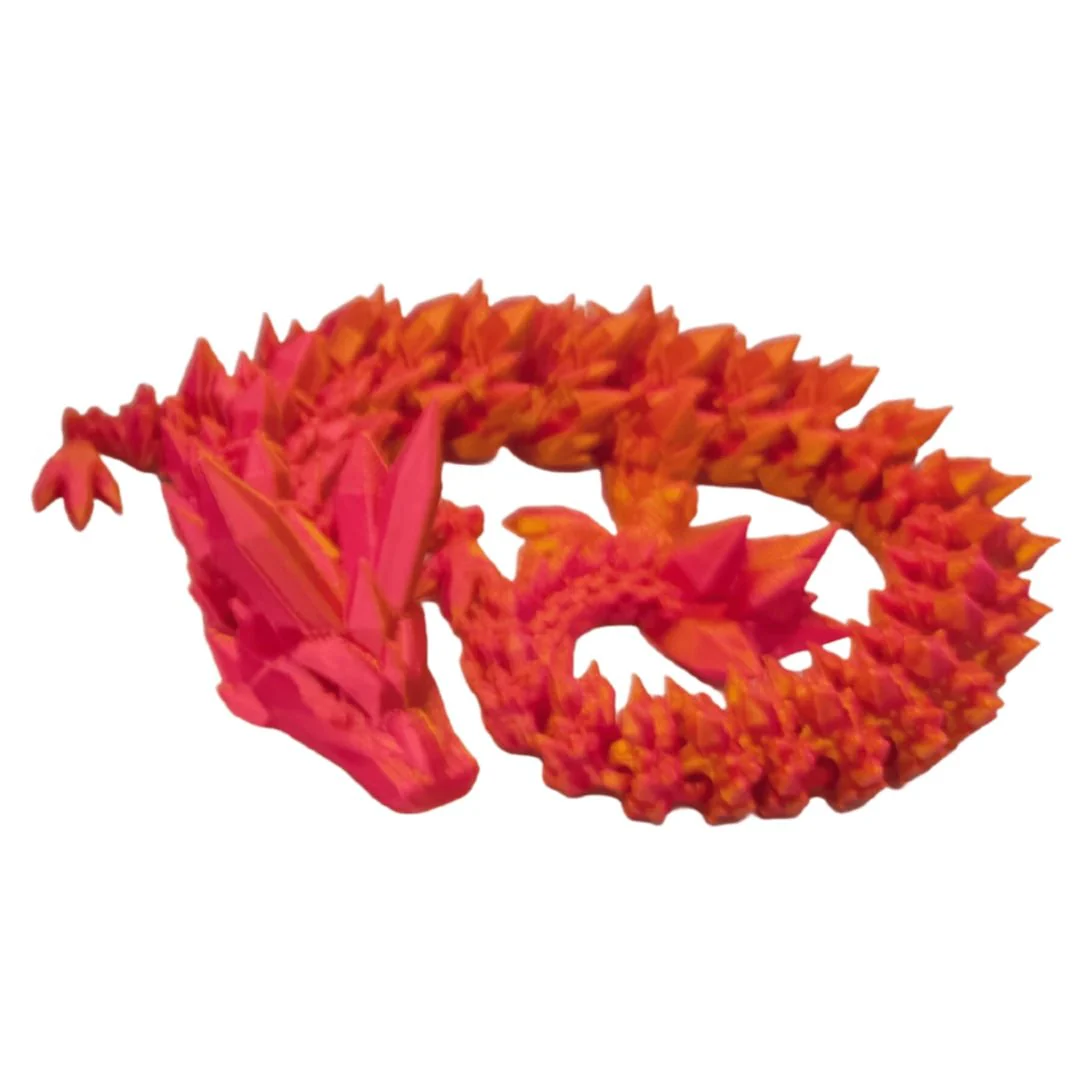 3D Printed Dragon Fidget Toy - Two-Tone Red & Gold - Image 2