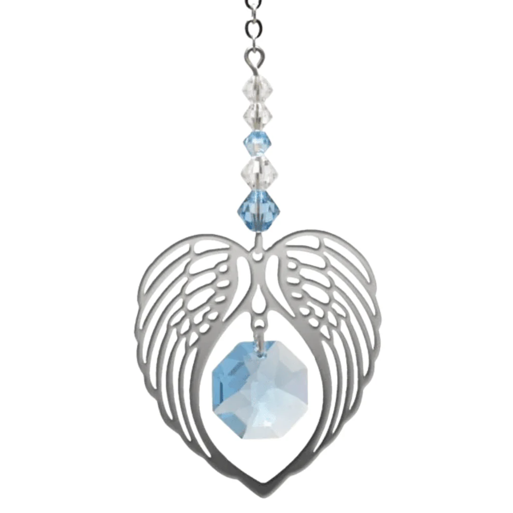 Wild Things Aquamarine Angel Wing Heart – March Birthstone Gift