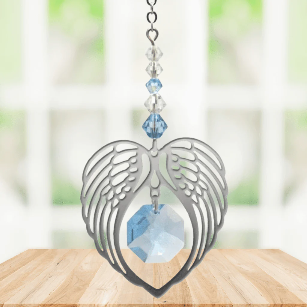 Wild Things Aquamarine Angel Wing Heart – March Birthstone Gift - Image 2