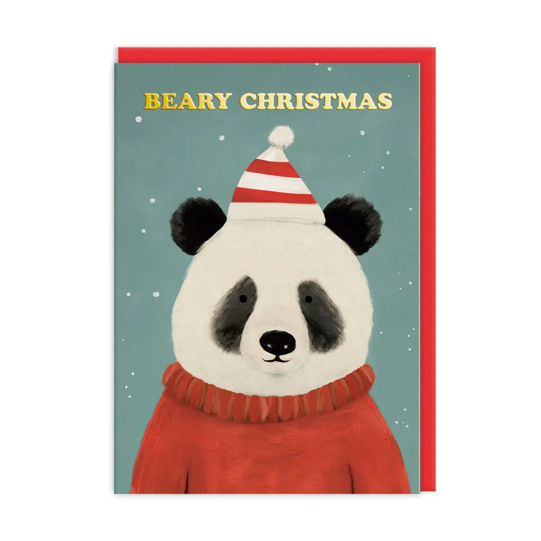Beary Christmas Panda Greeting Card