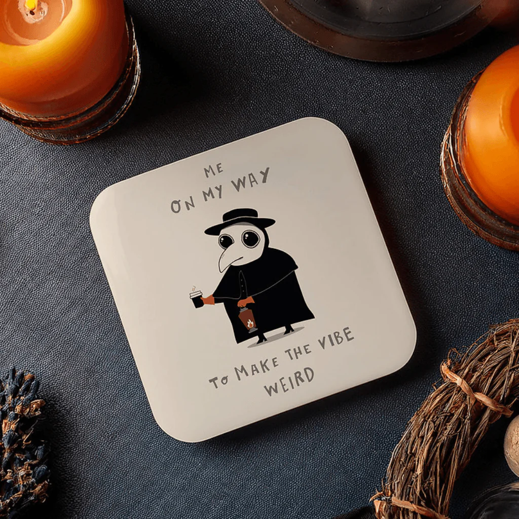 Betiobca Me On My Way to Make the Vibe Weird Plague Doctor Coaster - Image 2