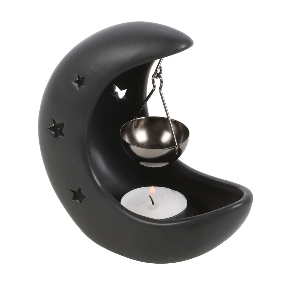 Black Crescent Moon Oil Burner