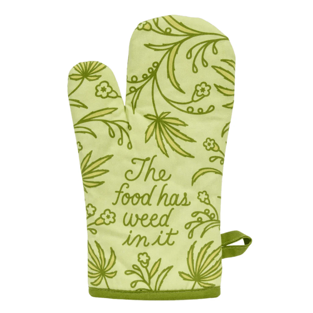 Blue Q Oven Mitt - The Food Has Weed In It