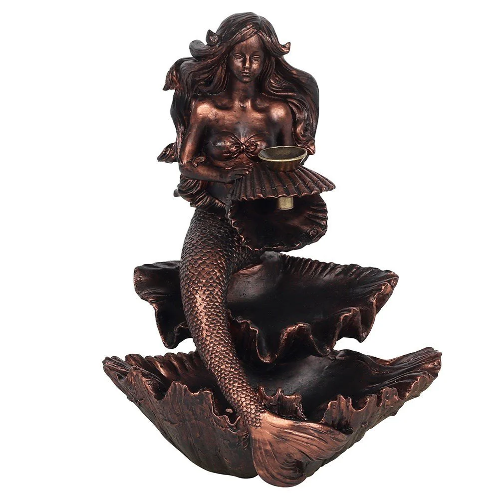 Bronze Effect Backflow Incense Burner - Mermaid