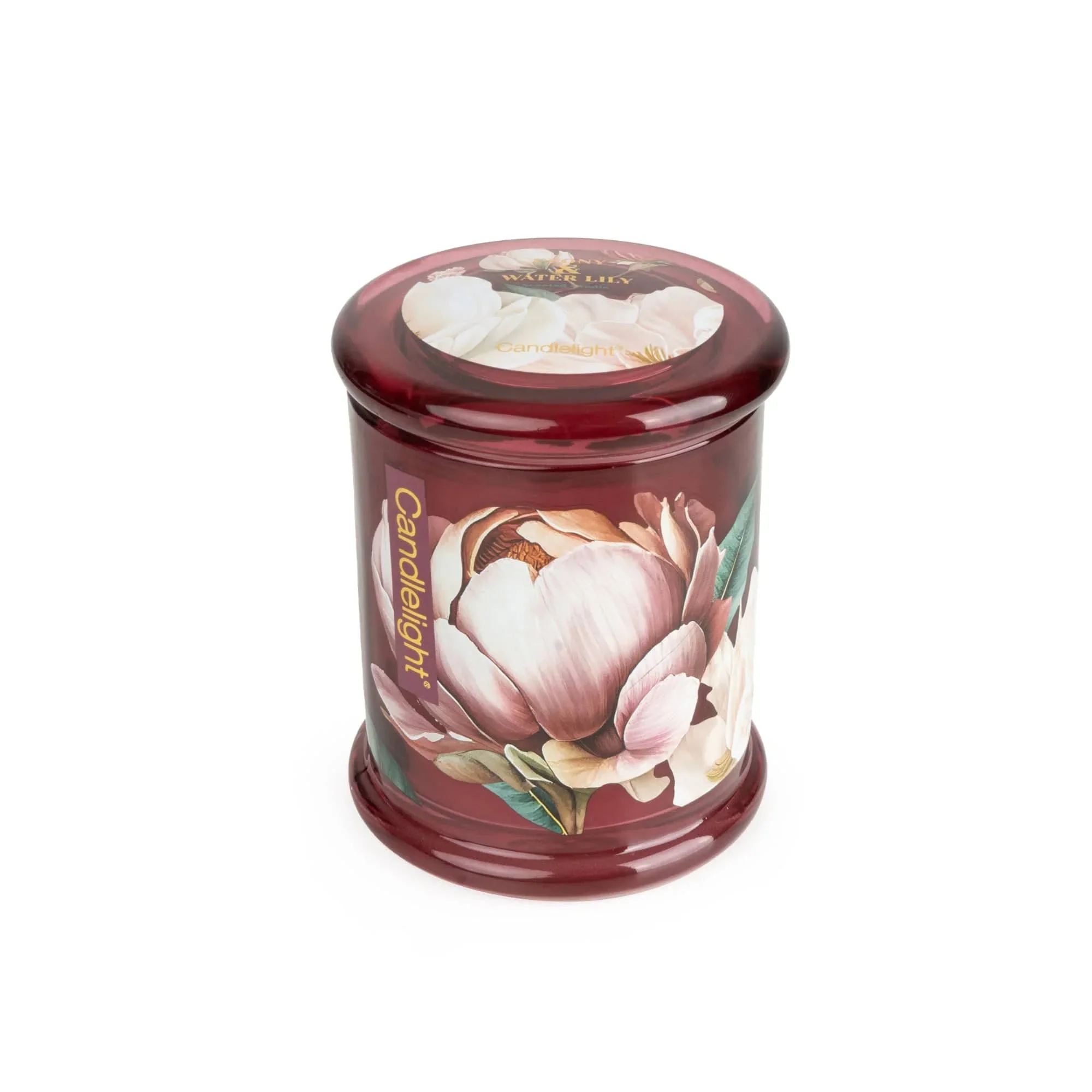 Candlelight Large Glass Lidded Jar Candle – Peony & Water Lily - Image 2
