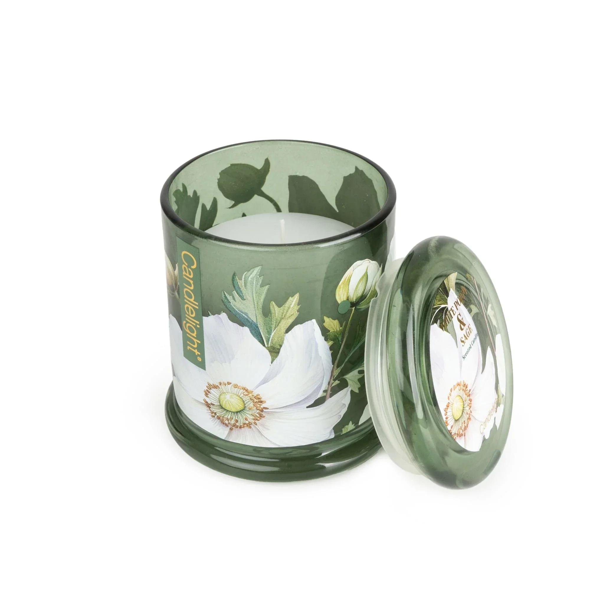 Candlelight Large Glass Lidded Jar Candle – White Poppy & Sage - Image 3