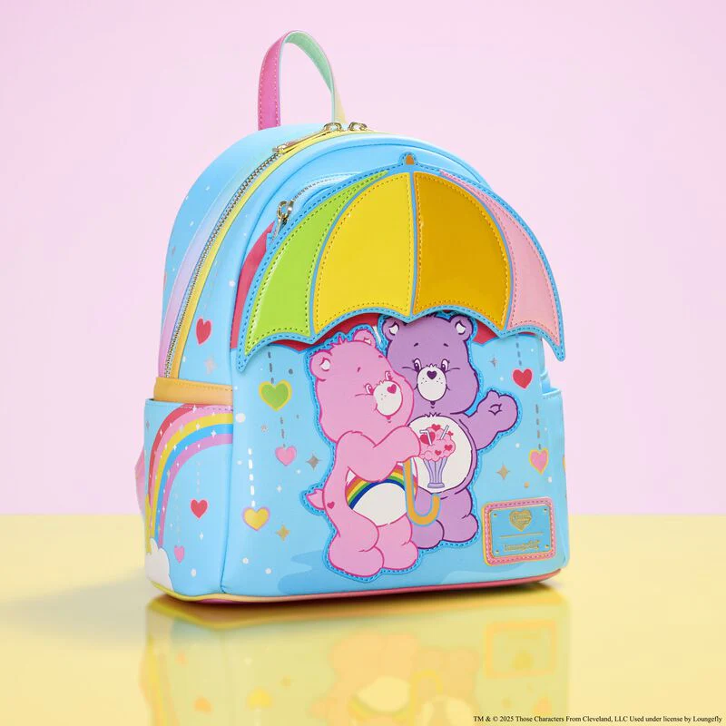 Loungefly Care Bears Cheer Bear & Share Bear Rainbow Umbrella Mini Backpack - Image 7