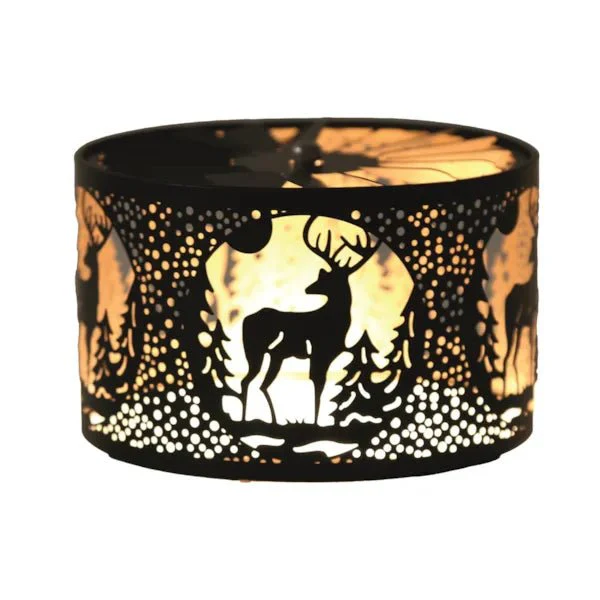 Reindeer Spinning Carousel Candle Shade – Black & Gold