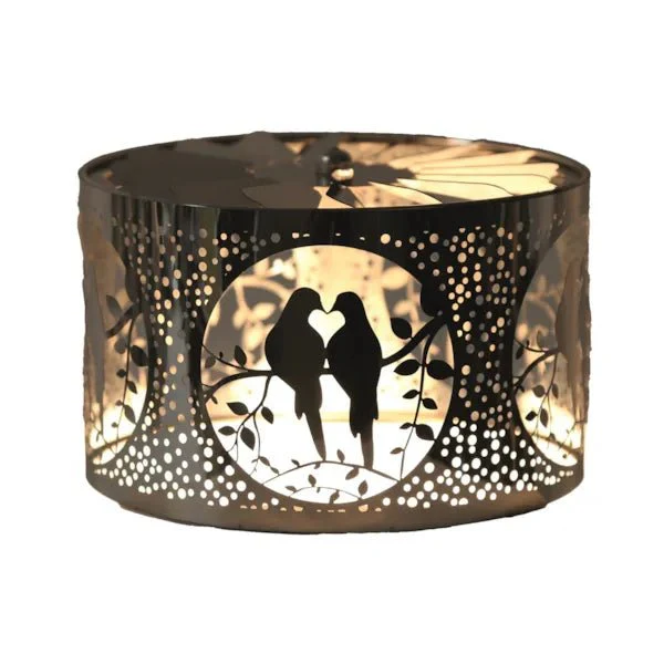 Lovebirds Spinning Carousel Candle Shade – Silver