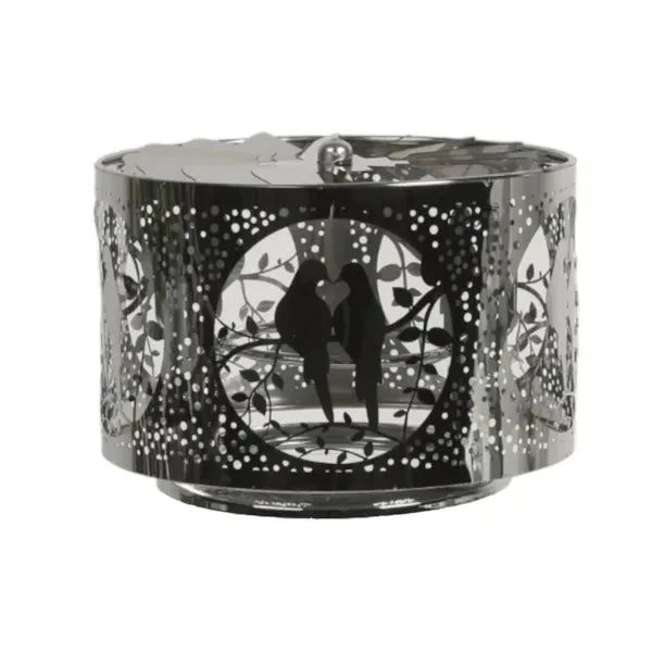Lovebirds Spinning Carousel Candle Shade – Silver - Image 2