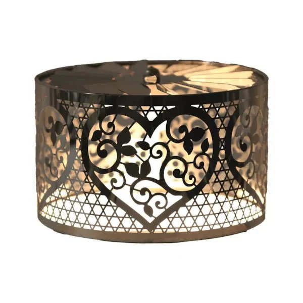 Filigree Heart Spinning Carousel Candle Shade – Silver