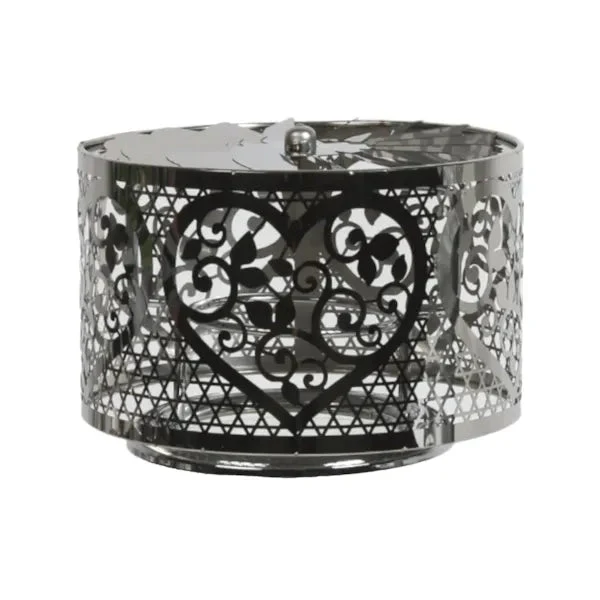 Filigree Heart Spinning Carousel Candle Shade – Silver - Image 2