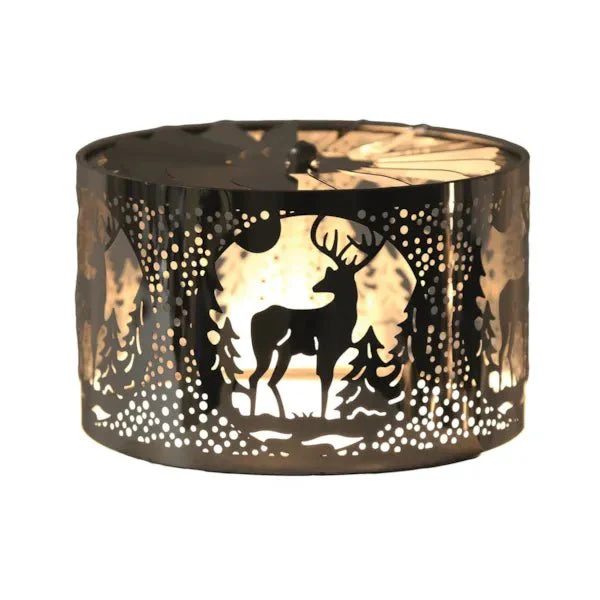 Reindeer Spinning Carousel Candle Shade – Silver