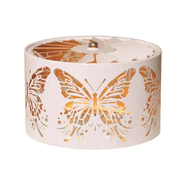 Butterfly Spinning Carousel Candle Shade – White