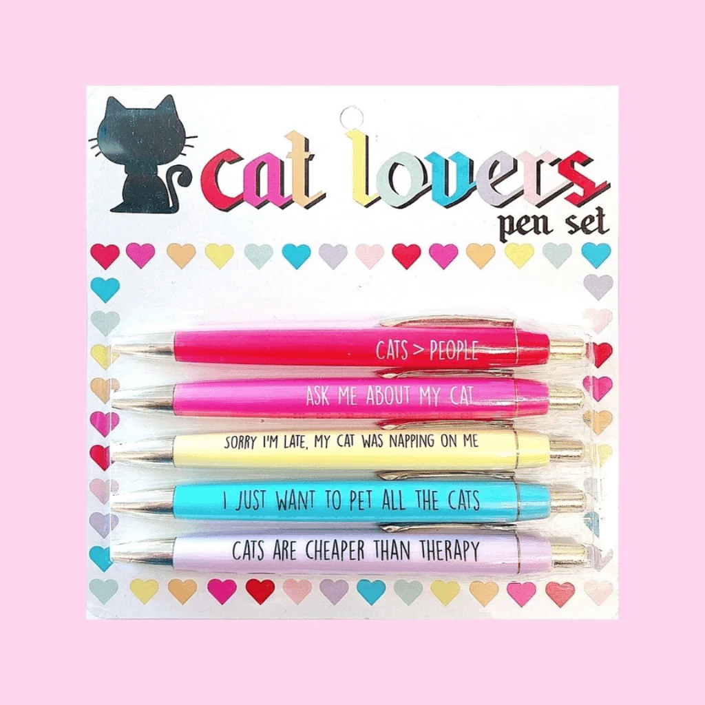 Cat Lovers Pen Set β 5 Black Ink Pens