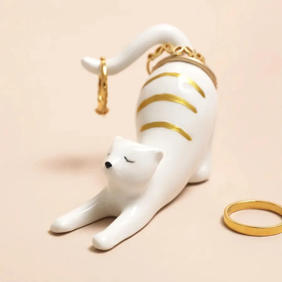 Lisa Angel Ceramic Stretching Cat Ring Holder - Image 2
