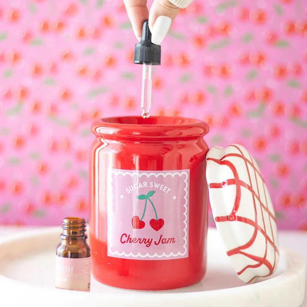 Cherry Jam Jar Oil Burner and Wax Warmer - Image 5