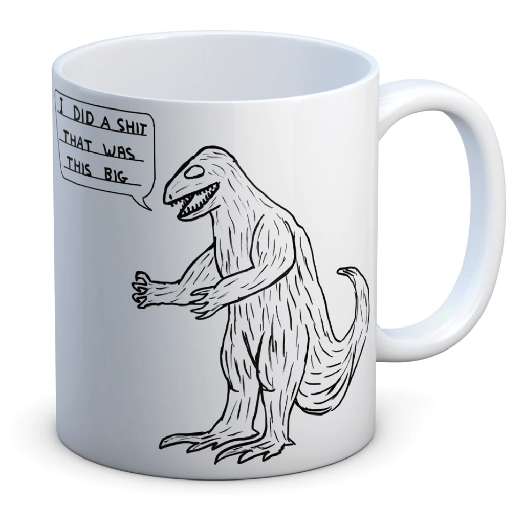 David Shrigley I Did a Shit That Was This Big Dinosaur Mug - Image 2
