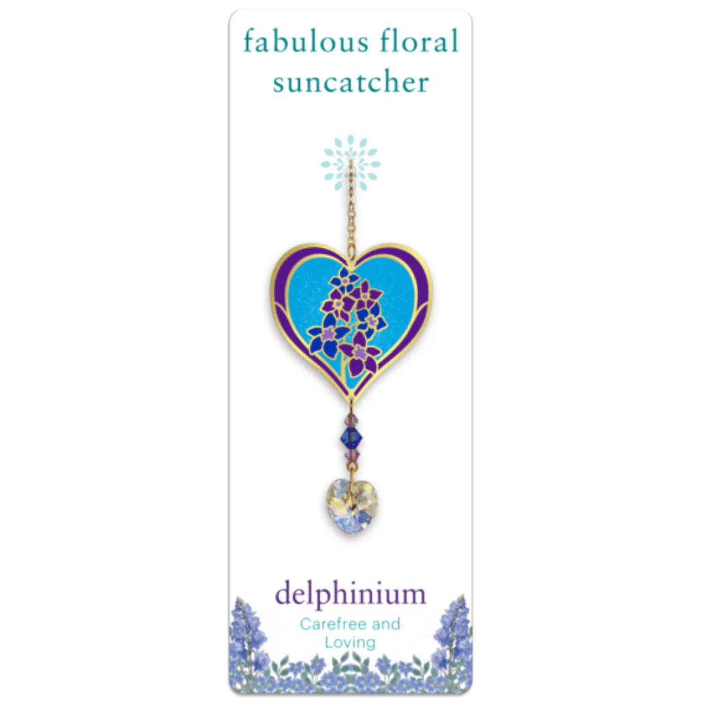 Delphinium Heart Crystal Suncatcher – Fabulous Florals