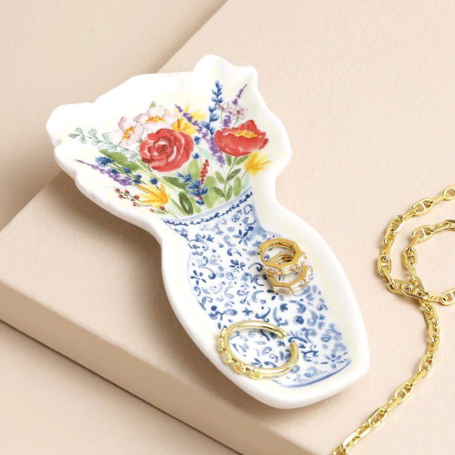 Lisa Angel Flowers in Vase Bouquet Trinket Dish
