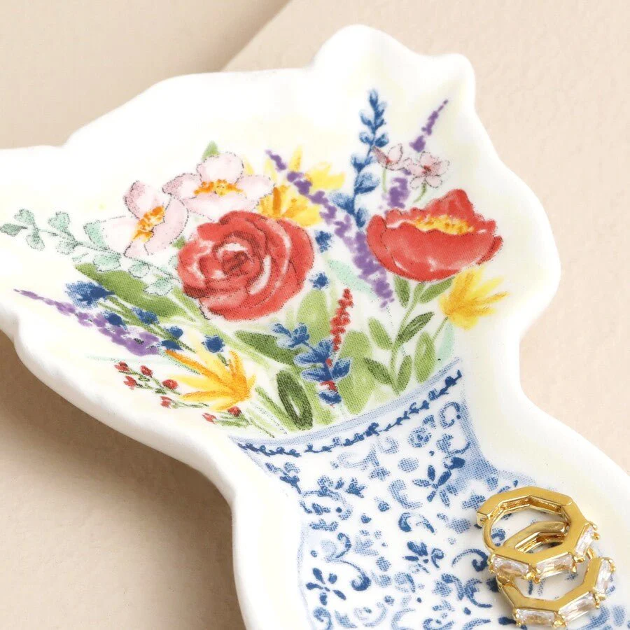 Lisa Angel Flowers in Vase Bouquet Trinket Dish - Image 2