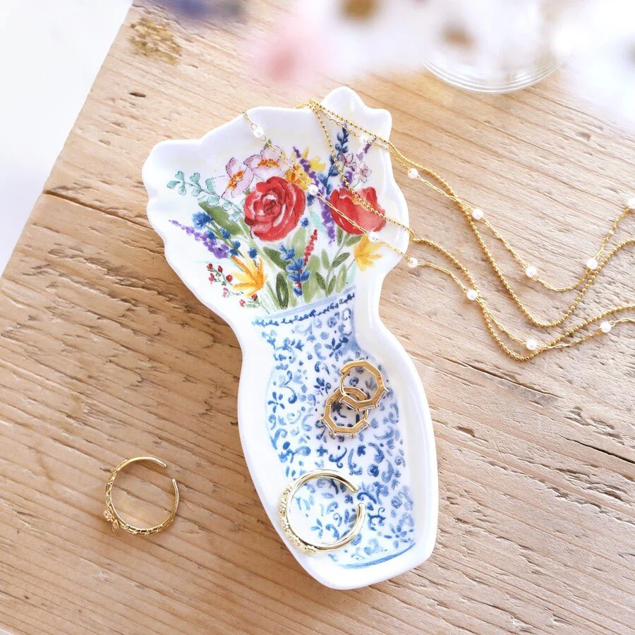 Lisa Angel Flowers in Vase Bouquet Trinket Dish - Image 3