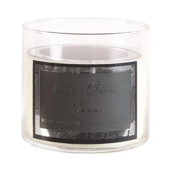 Fresh Clean Linen Luxury Scented Candle – Jasmine, Musk & Vanilla