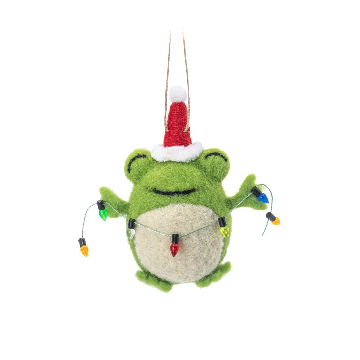 Sass and Belle Frog with Lights Felt Decoration