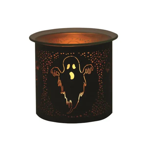 Ghost Halloween Wax Melt Burner – Spooky Black Metal Design