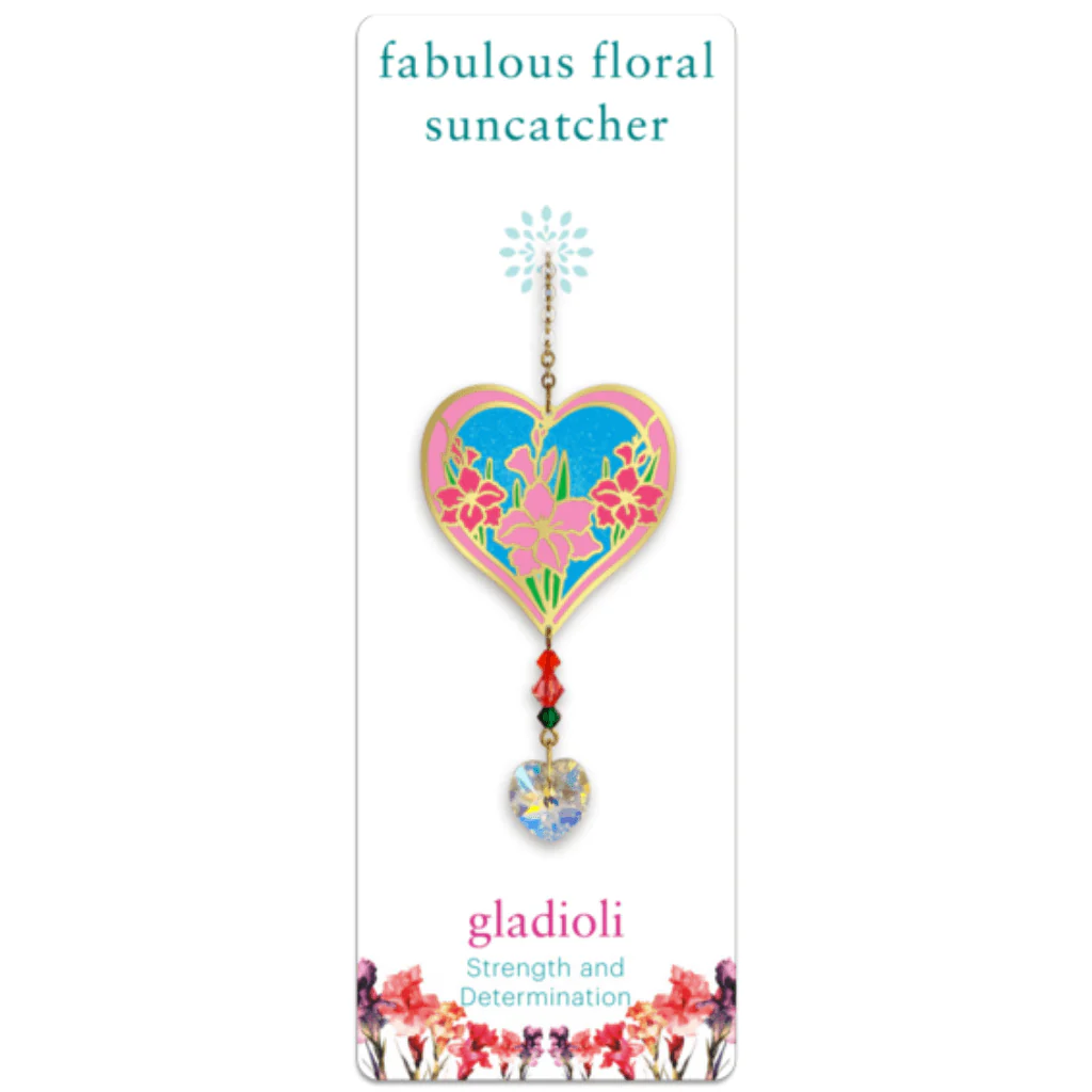 Gladioli Heart Crystal Suncatcher β Fabulous Florals