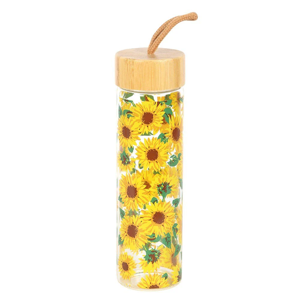 Glass And Bamboo Water Bottle - Sunflower