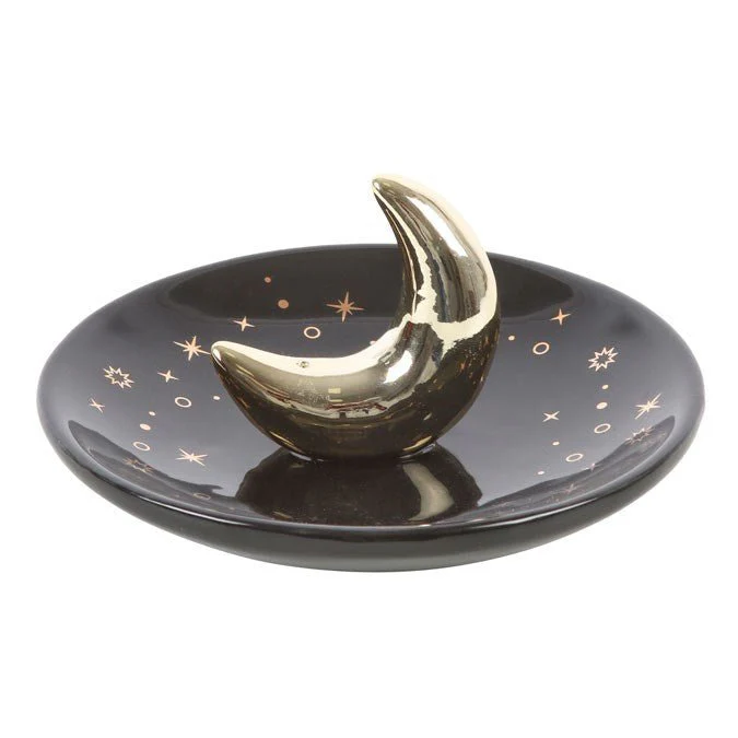 Gold Crescent Moon Incense Stick Holder - Image 2