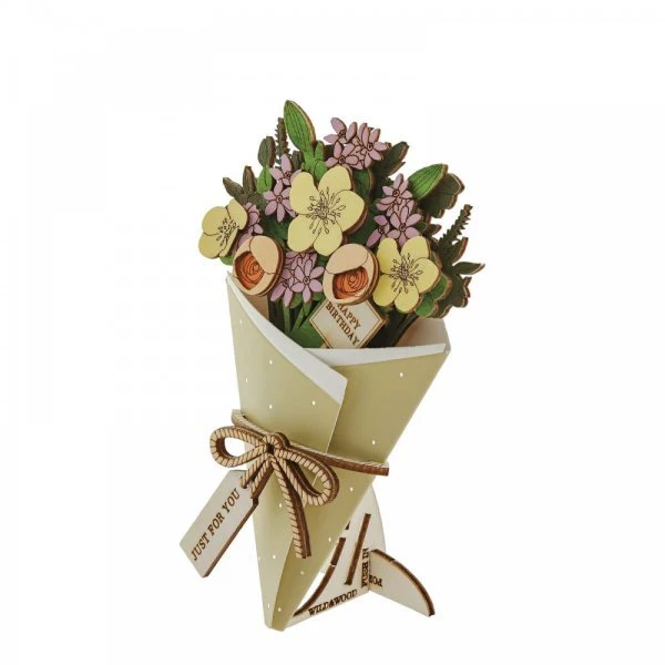 Happy Birthday 3D Flower Figurine Card - Image 2