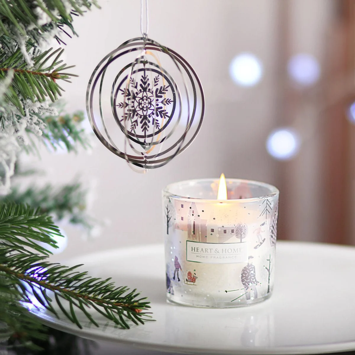 Heart & Home Candle & Tree Decoration Gift Set β Snowflake Sparkle - Image 2