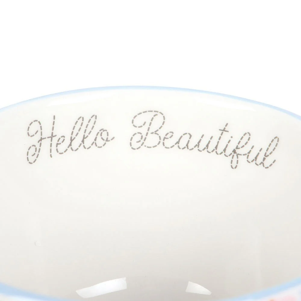 Hello Beautiful Ditsy Floral Print Mug with Butterfly - Image 4