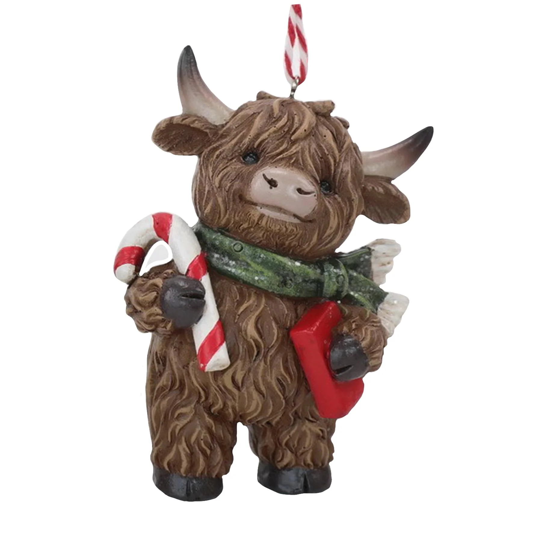Highland Cow Candy Cane Hanging Decoration – 9cm