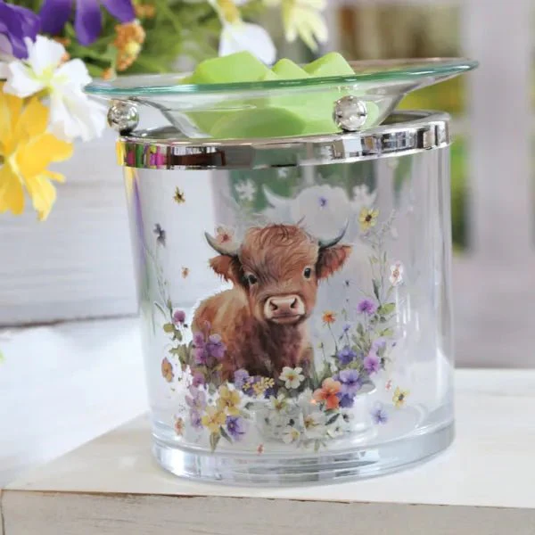 Highland Cow Glass Tealight Wax Melt Burner - Image 3