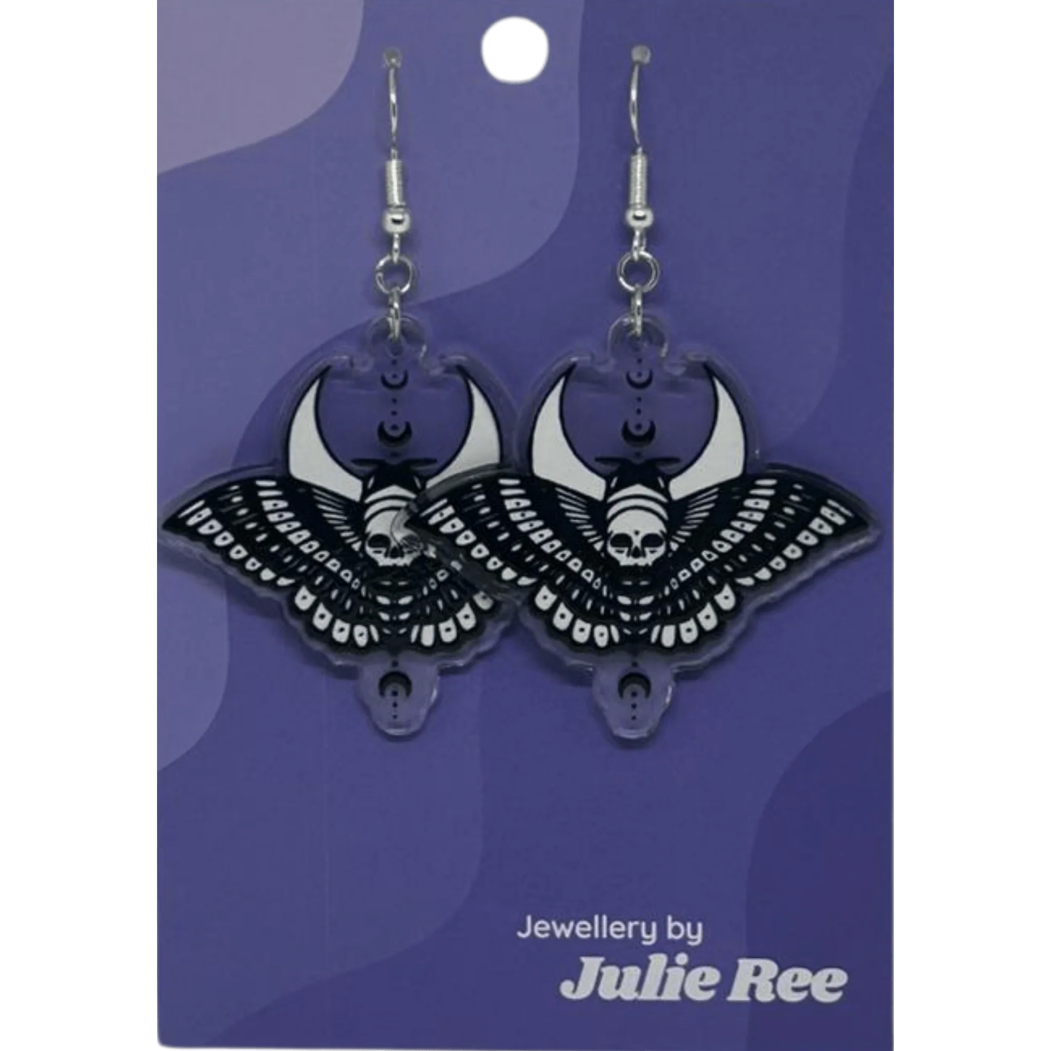 Julie Ree Earrings - Cresent Moon Death Moth