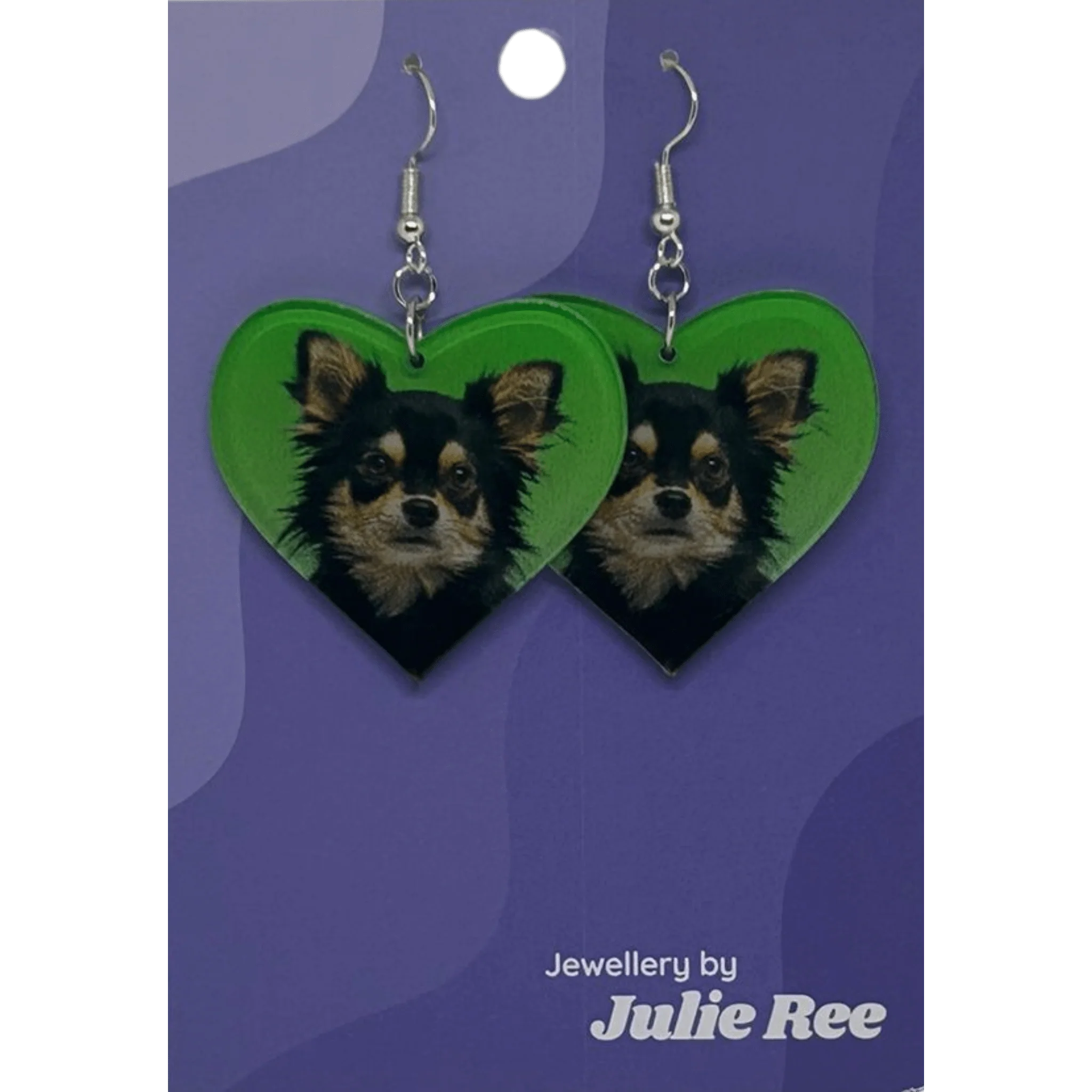 Julie Ree Earrings - Green Dog Heart