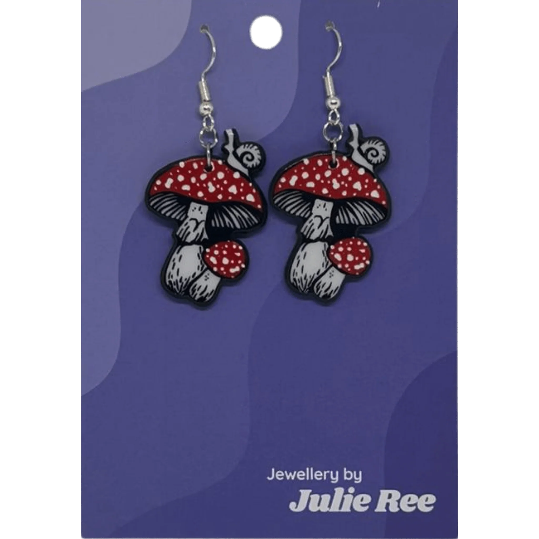 Julie Ree Earrings - Mushroom With Snail
