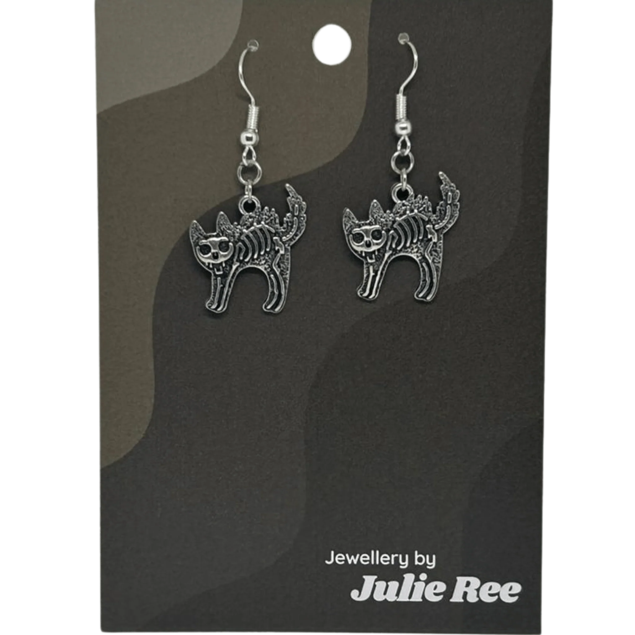 Julie Ree Earrings - Skeleton Cat