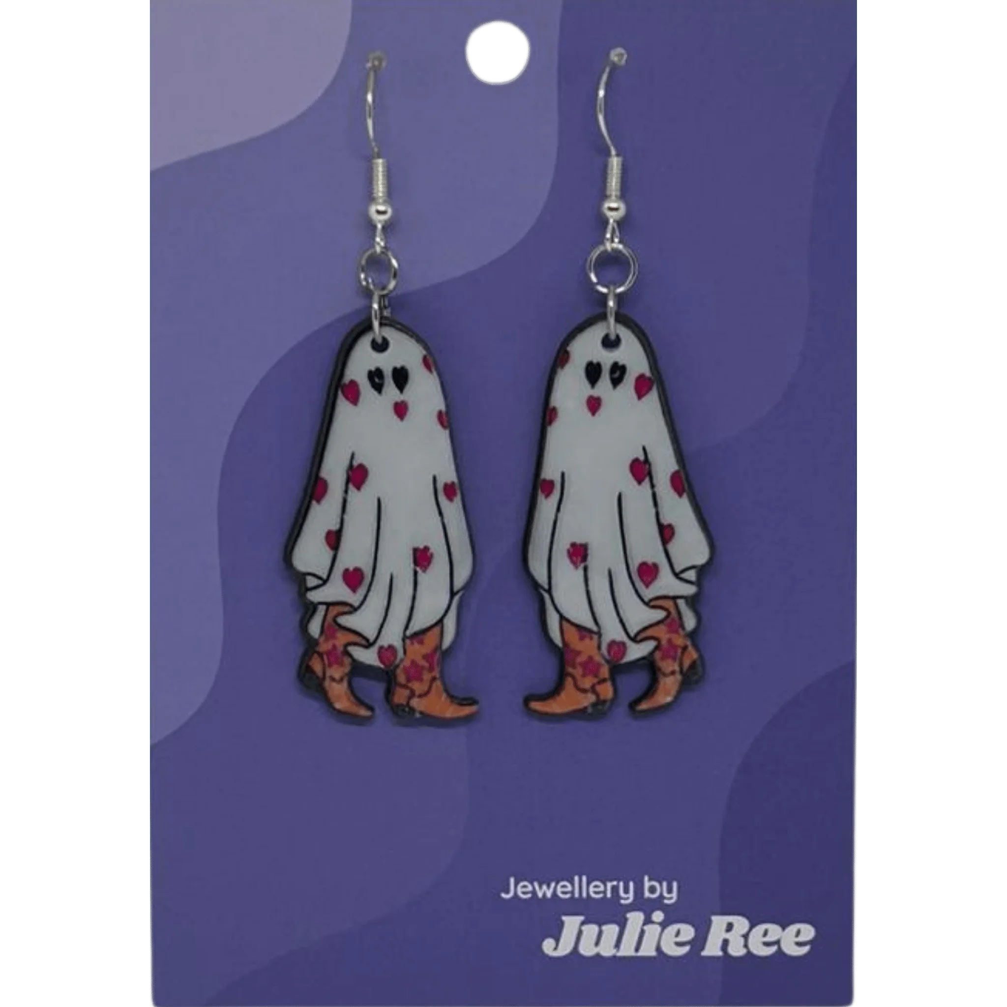 Julie Ree Earrings - Valentine Heart Ghost