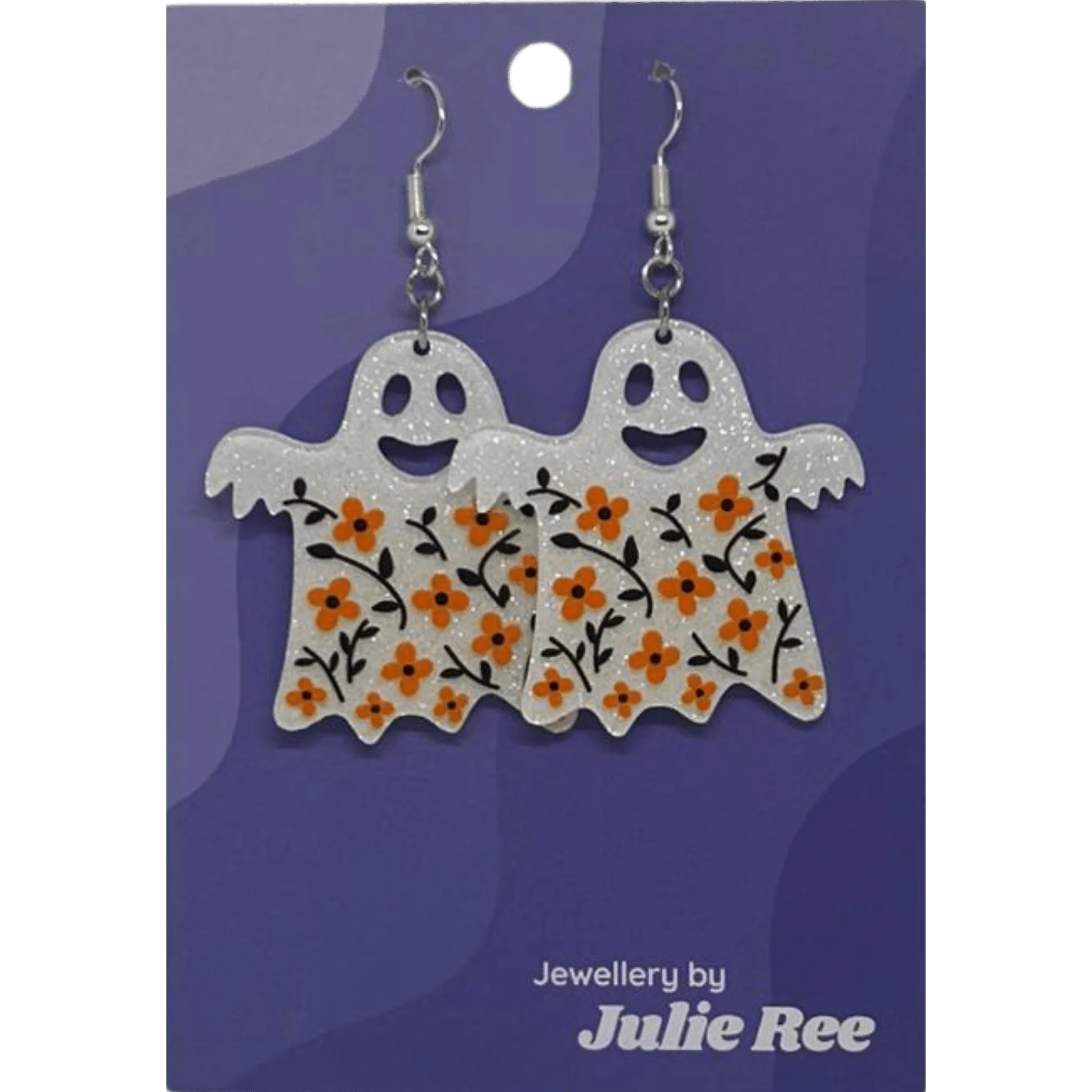 Julie Ree Earrings - White Floral Ghost