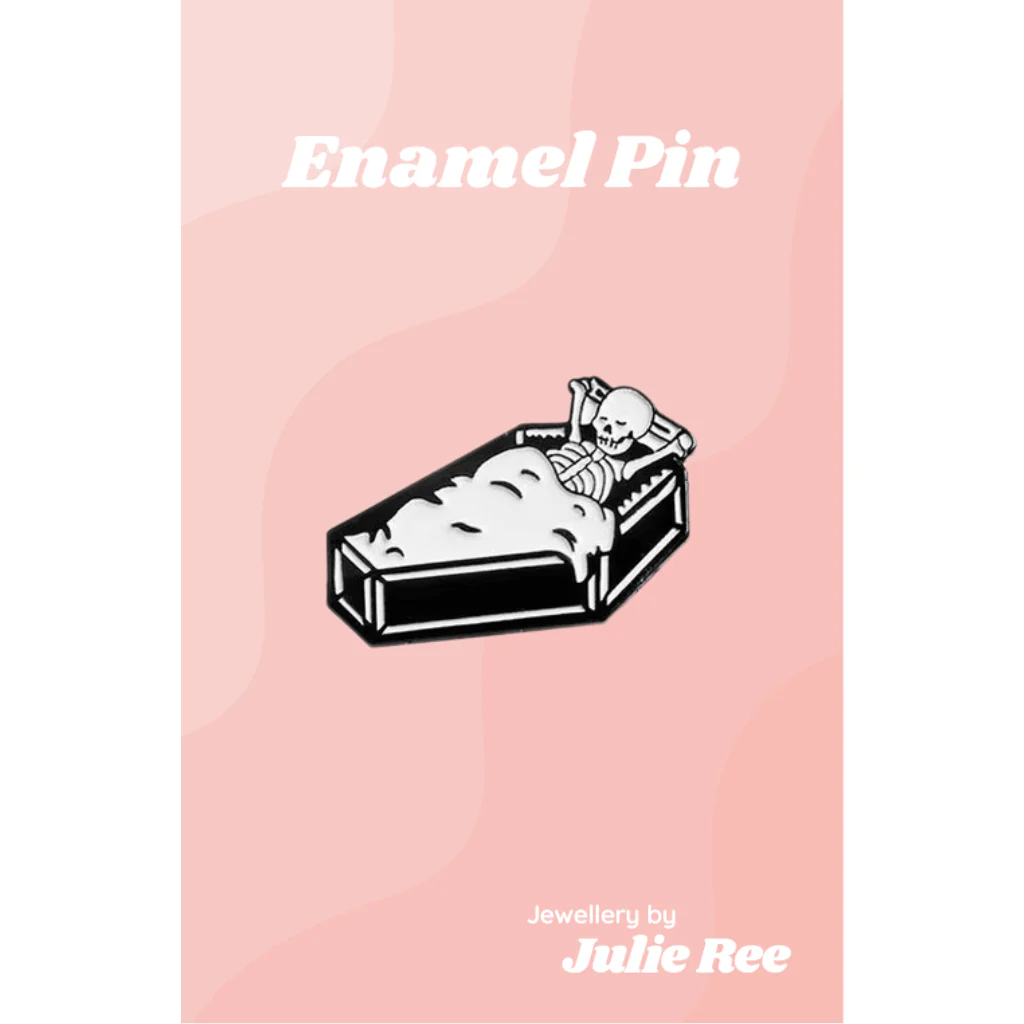 Julie Ree Enamel Pin - Skeleton in Coffin