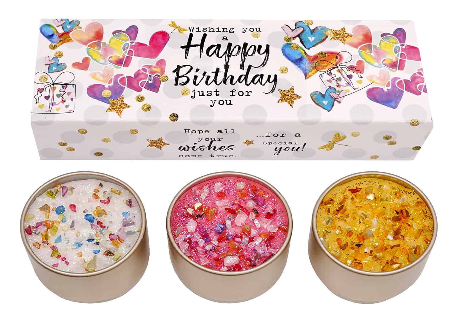 Just Because Candles Three Lites - Happy Birthday