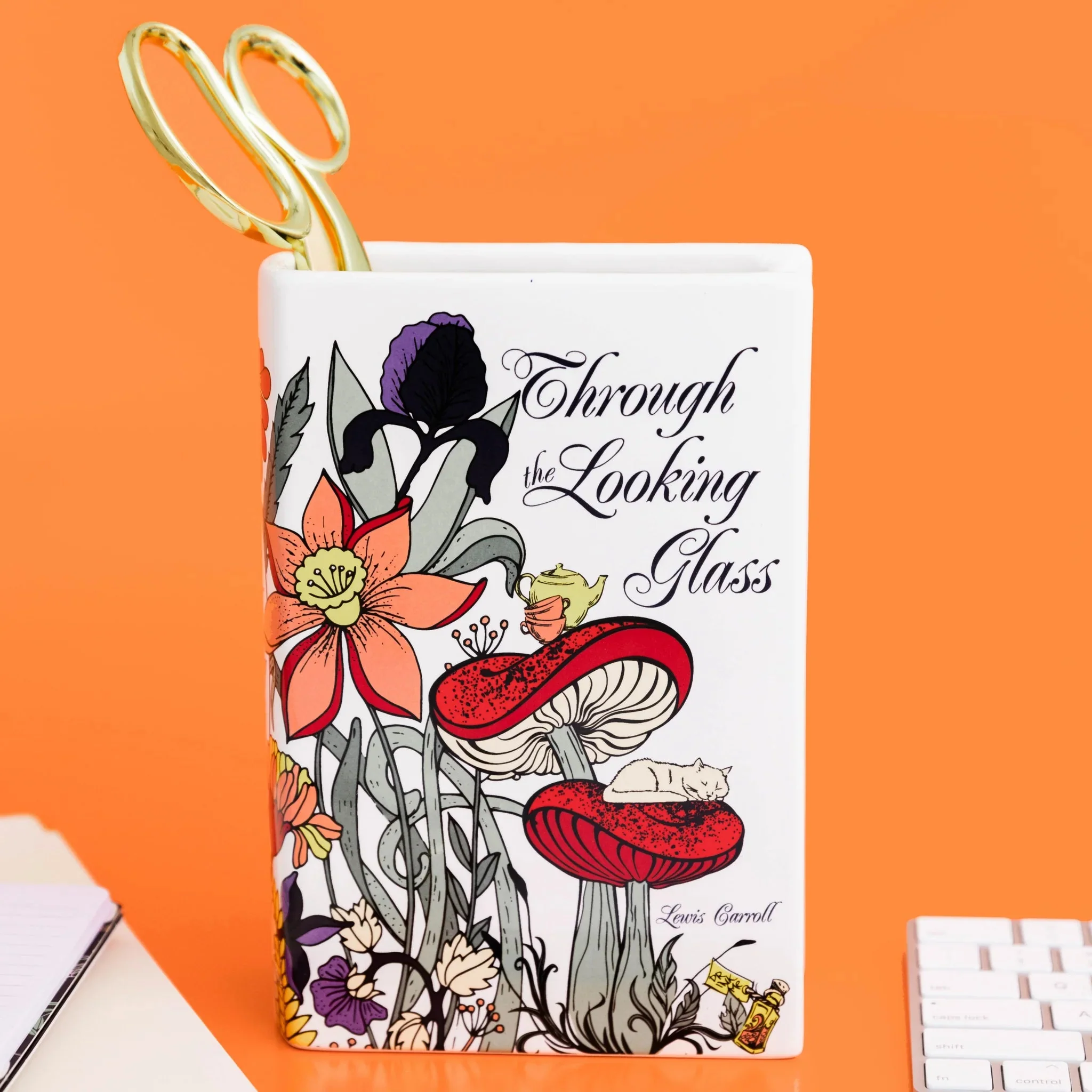 Through the Looking Glass Ceramic Book Vase โ Wonderland Display - Image 3
