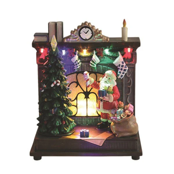 LED Animated Fireplace Santa Scene Christmas Decoration