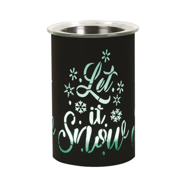 LED Colour-Cycle Wax Melt Burner – Black Let It Snow 12cm
