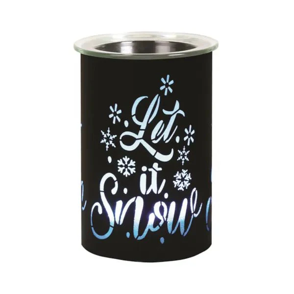 LED Colour-Cycle Wax Melt Burner – Black Let It Snow 12cm - Image 2