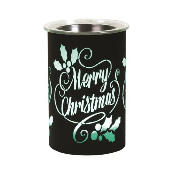 LED Colour-Cycle Wax Melt Burner – Black Merry Christmas 12cm - Image 2
